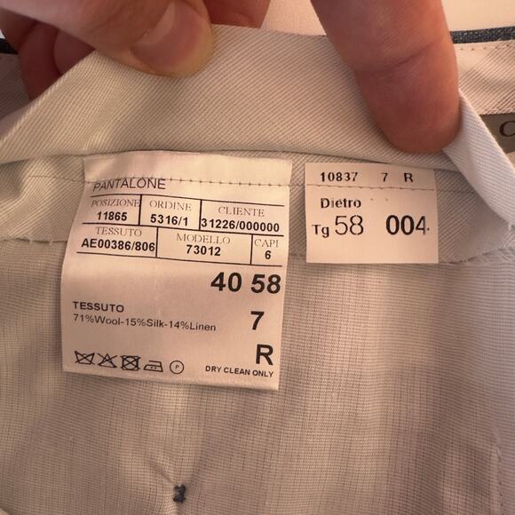 NWT Canali Men’s Unhemmed Travel Dress Pants Size 40 Wool/Silk/Linen Blend Teal - Picture 3 of 10